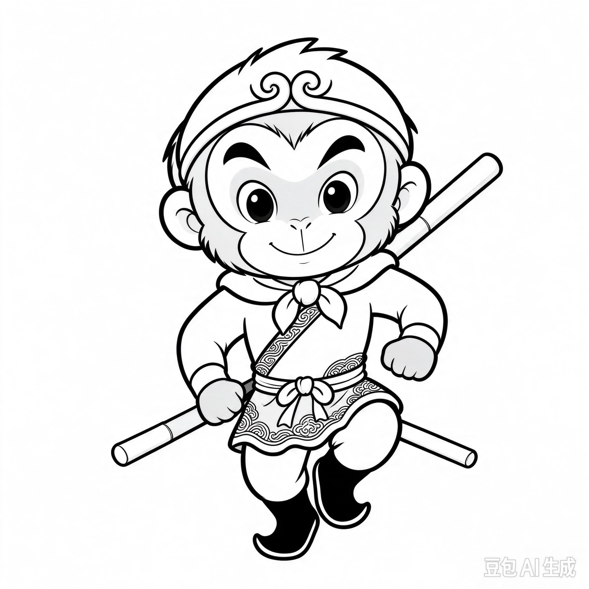 Free printable Sun Wukong coloring page line art