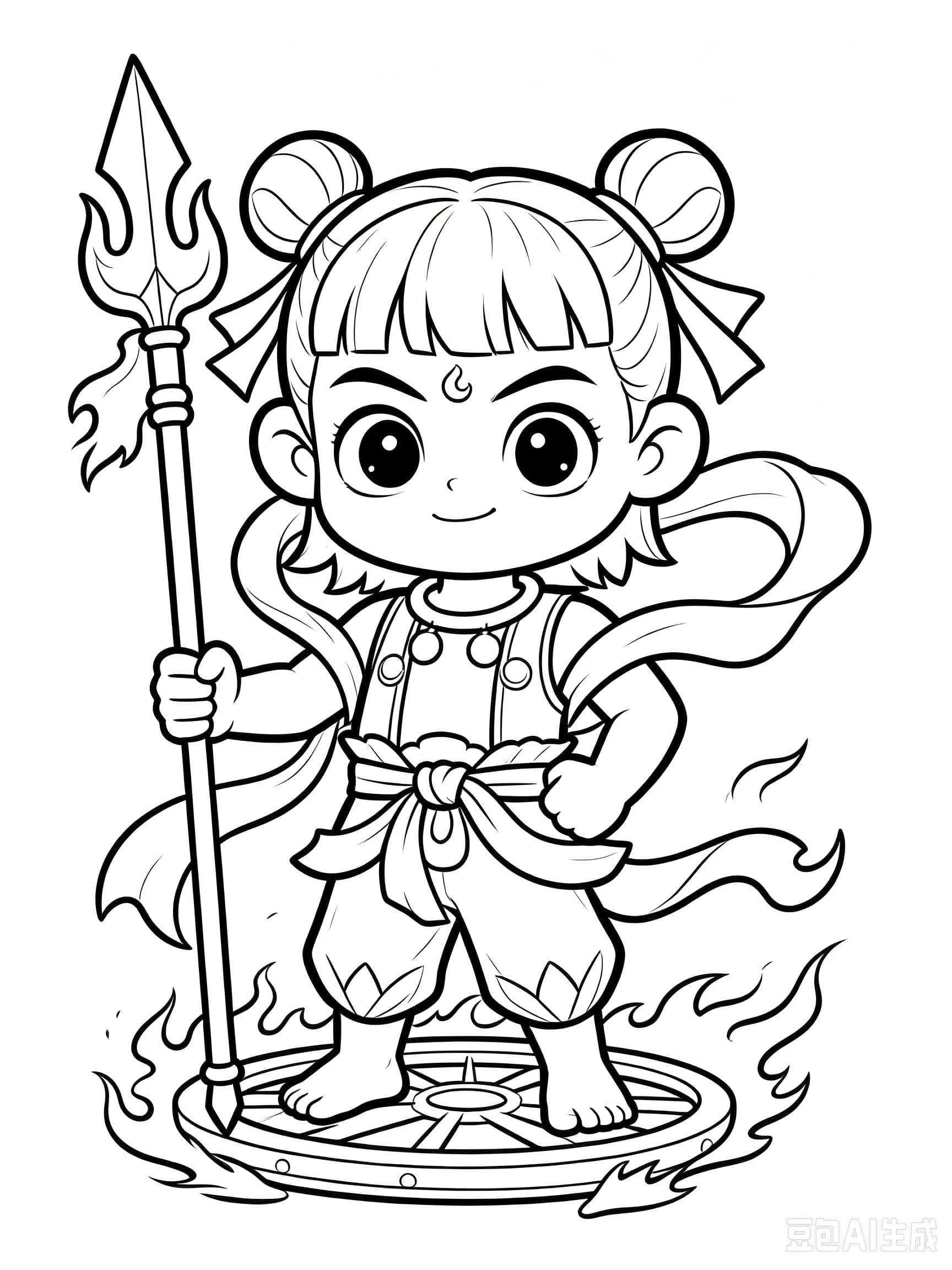 Free printable Sun Wukong coloring page line art