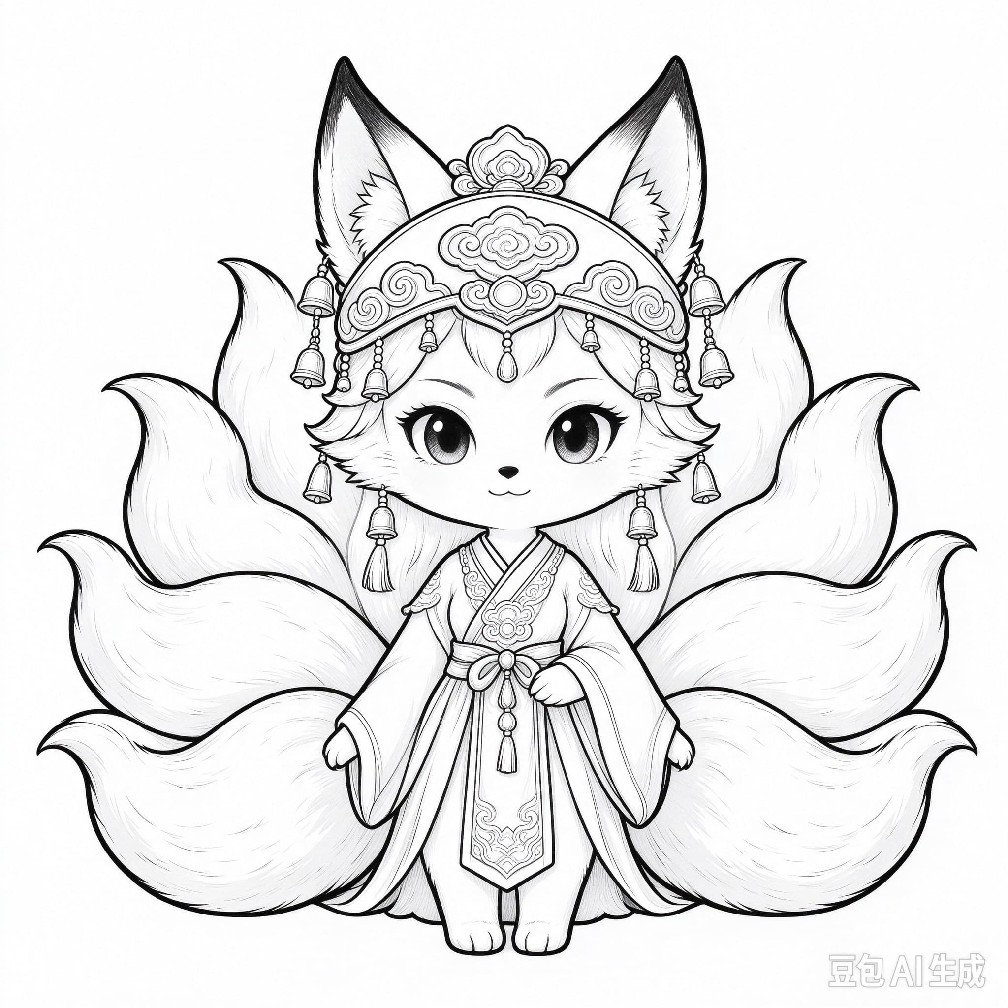 Free printable Nezha coloring page line art
